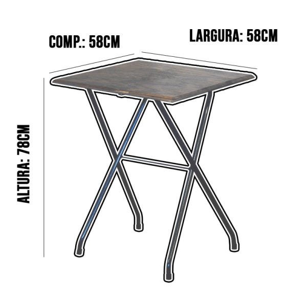 Conjunto Mesa Industrial Dobrável com 2 Cadeiras Imbuia - 11