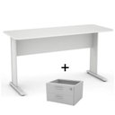 Ver imagem 4 de Mesa Escritório 1,50×0,60m com GAVETAS – INCOFLEX – CINZA/CINZA – 43082