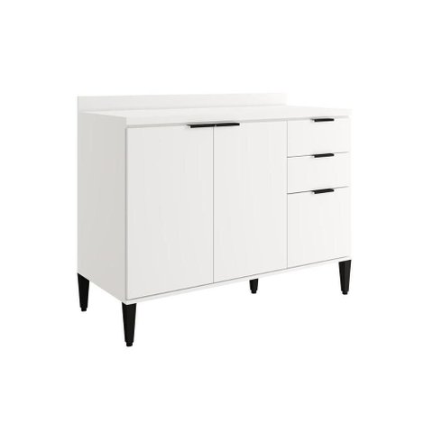 Gabinete de Cozinha Modulado Balcão Alpha 2506 3 Portas e 2 Gavetas sem Tampo 120cm Branco