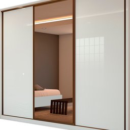 Guarda Roupa 3 Portas de Correr e Espelho Spazio Branco Lopas 270,5cm - 4