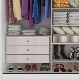 Guarda Roupa 3 Portas de Correr e Espelho Spazio Branco Lopas 270,5cm - 12