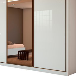 Guarda Roupa 3 Portas de Correr e Espelho Spazio Branco Lopas 270,5cm - 7