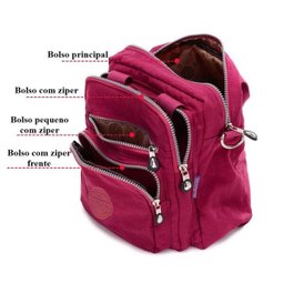Bolsa Mochila Multi Uso Nylon com Alça Removível Feminina - Rosa - 3