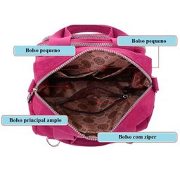 Bolsa Mochila Multi Uso Nylon com Alça Removível Feminina - Rosa - 2
