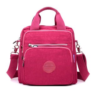 Bolsa Mochila Multi Uso Nylon com Alça Removível Feminina - Rosa