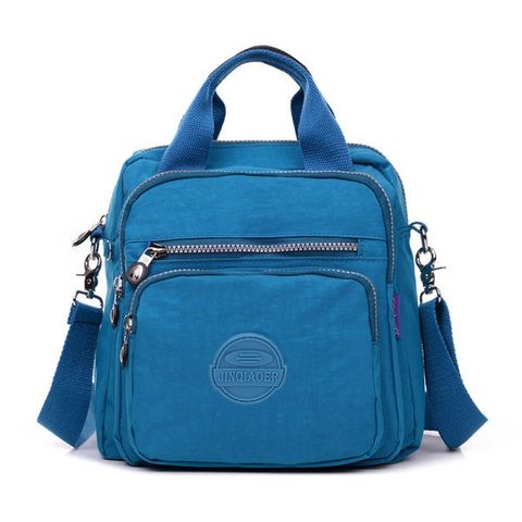 Bolsa Mochila Multi Uso Nylon com Alça Removível Feminina - Azul