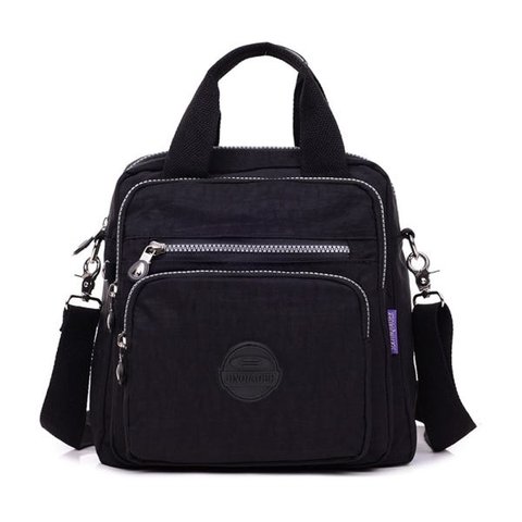 Bolsa Mochila Multi Uso Nylon com Alça Removível Feminina - Preto
