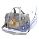 Ver imagem 6 de Bolsa de transporte pet avião para cães e gatos luxo - Cinza claro