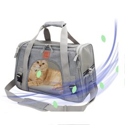 Bolsa de transporte pet avião para cães e gatos luxo - Cinza claro - 6