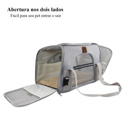 Bolsa de transporte pet avião para cães e gatos luxo - Cinza claro - 2