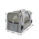 Ver imagem 5 de Bolsa de transporte pet avião para cães e gatos luxo - Cinza claro