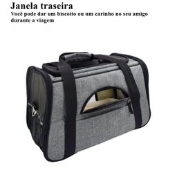 Bolsa de transporte pet avião para cães e gatos luxo - Cinza - 3