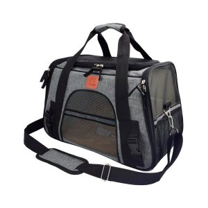 Bolsa de transporte pet avião para cães e gatos luxo - Cinza