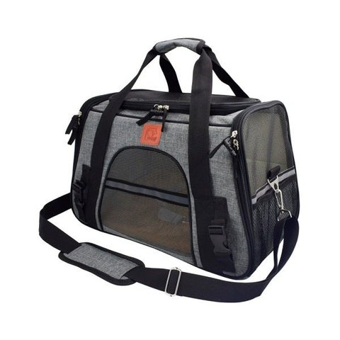 Bolsa de transporte pet avião para cães e gatos luxo - Cinza
