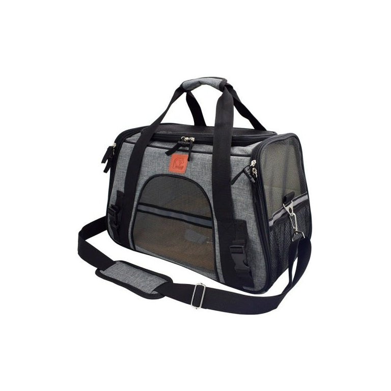 Bolsa de transporte pet avião para cães e gatos luxo - Cinza
