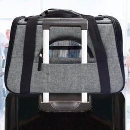Bolsa de transporte pet avião para cães e gatos luxo - Cinza - 4