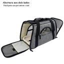 Ver imagem 2 de Bolsa de transporte pet avião para cães e gatos luxo - Cinza