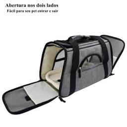 Bolsa de transporte pet avião para cães e gatos luxo - Cinza - 2