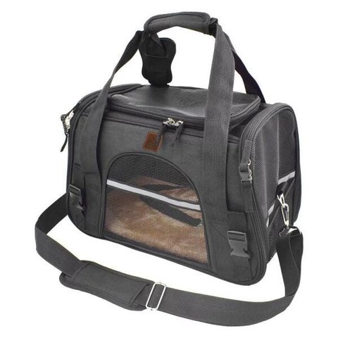 Bolsa de transporte pet avião para cães e gatos luxo - Preto