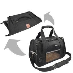 Bolsa de transporte pet avião para cães e gatos luxo - Preto - 3