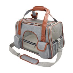 Bolsa Transporte Pet Luxo Cães E Gatos Avião - Cinza claro - 1