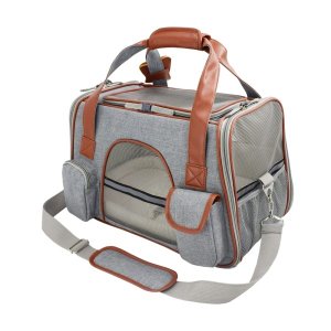 Bolsa Transporte Pet Luxo Cães E Gatos Avião - Cinza claro