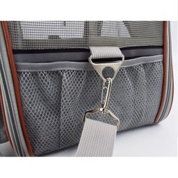 Bolsa Transporte Pet Luxo Cães E Gatos Avião - Cinza claro - 3