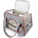Ver imagem 6 de Bolsa Transporte Pet Luxo Cães E Gatos Avião - Cinza claro