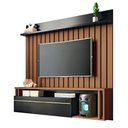 Ver imagem 2 de Painel Tv 55 160cm Bancada Suspensa Self Preto-castanho - Hb Móveis