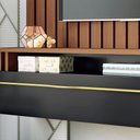 Ver imagem 5 de Painel Tv 55 160cm Bancada Suspensa Self Preto-castanho - Hb Móveis