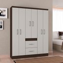 Ver imagem 2 de Guarda Roupa Casal Milão 6 Portas Chocolate Off White – Poquema