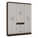 Ver imagem 1 de Guarda Roupa Casal Milão 6 Portas Chocolate Off White – Poquema