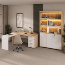 Ver imagem 1 de Conjunto Escritório Artany: Mesa c/ Extensor e Estante LED