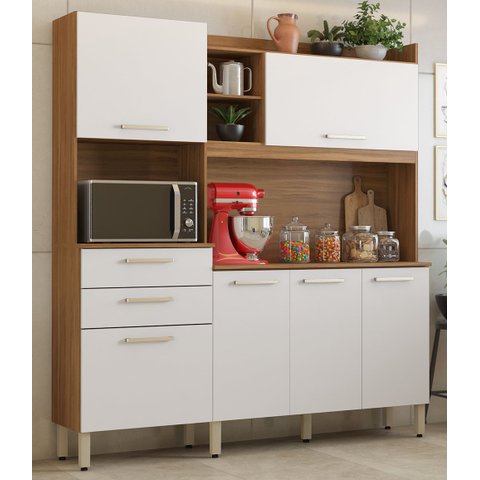 Kit Cozinha Compacta 06 Portas 02 Gavetas Select Amendola Branco Demóbile