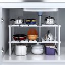 Ver imagem 2 de Prateleira Cozinha Guarda Roupa Organizador Ajustavel 2 Andares de Pia Banheiro Sapateira Dupla