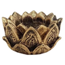 Incensário Castiçal Porta Vela - Porta Incenso - Flor De Lotus - Resina Dourado - 8cm - 3
