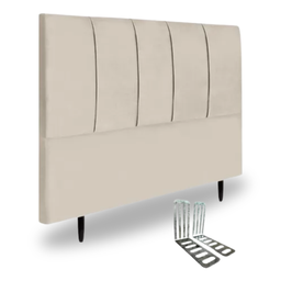 Cabeceira Queen Estofada 160cm Slim Veludo com Frames:bege - 2