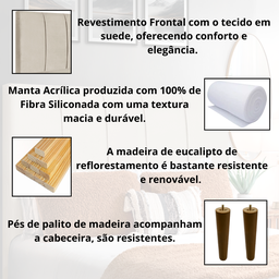 Cabeceira Queen Estofada 160cm Slim Veludo com Frames:bege - 5