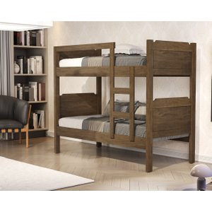 Beliche De Solteiro com Escada 100% MDF Star Várias Cores:‎ Castanho