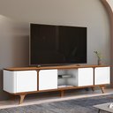 Ver imagem 3 de Rack Bancada Roma 217cm Cedro-Branco para até 60? - Casa D Cedro-Branco