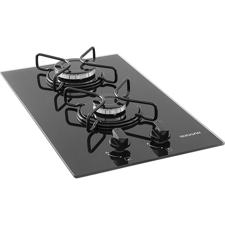 Cooktop 2 Bocas Vidro Preto à Gás Suggar FG2002AVP