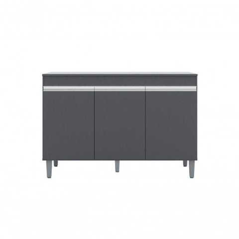 Balcão Multiuso Manu 120cm 3 Portas - Semtampo -ajl Móveis - Cinza