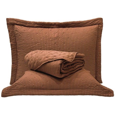 Kit Cobre Leito Colcha Casa Scarpa Anabela King Dupla Face Texturizado Percal 300 Fios 3 Peças -