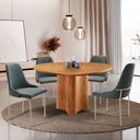 Ver imagem 1 de Sala de Jantar Mesa Selene com 4 Cadeiras Moderna Mobilia Jade/cinamomo Imbuia/prata