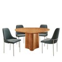 Ver imagem 3 de Sala de Jantar Mesa Selene com 4 Cadeiras Moderna Mobilia Jade/cinamomo Imbuia/prata