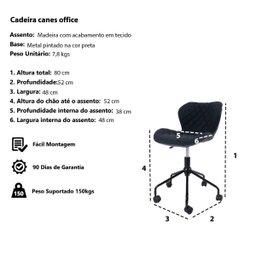 Cadeira Cannes Pu Office Preta - 5