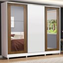 Ver imagem 1 de Guarda-roupa Casal Madesa Eros 3 Portas de Correr com Espelhos com Pés - Branco/rustic/branco