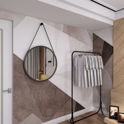 Cabideiro Para Casa Moderna + Espelho Adnet Pendulo Redondo Nova Decor Conjunto De Móveis Diversos - 1