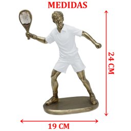 Estatueta Decorativa Tenista Raquete Resina Escultura 24cm - 3