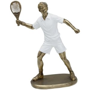 Estatueta Decorativa Tenista Raquete Resina Escultura 24cm
